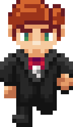 Ring Run groom character in a black tuxedo